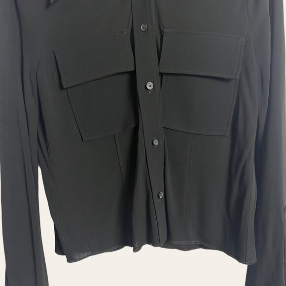 Proenza Schouler Matte Jersey Long Sleeve Button Up Shirt Size 6 - Picture 11 of 16